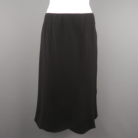 RALPH LAUREN Black Label Size 6 Black Wool Blend Scalloped Hem A Line Skirt - Picture 1 of 5
